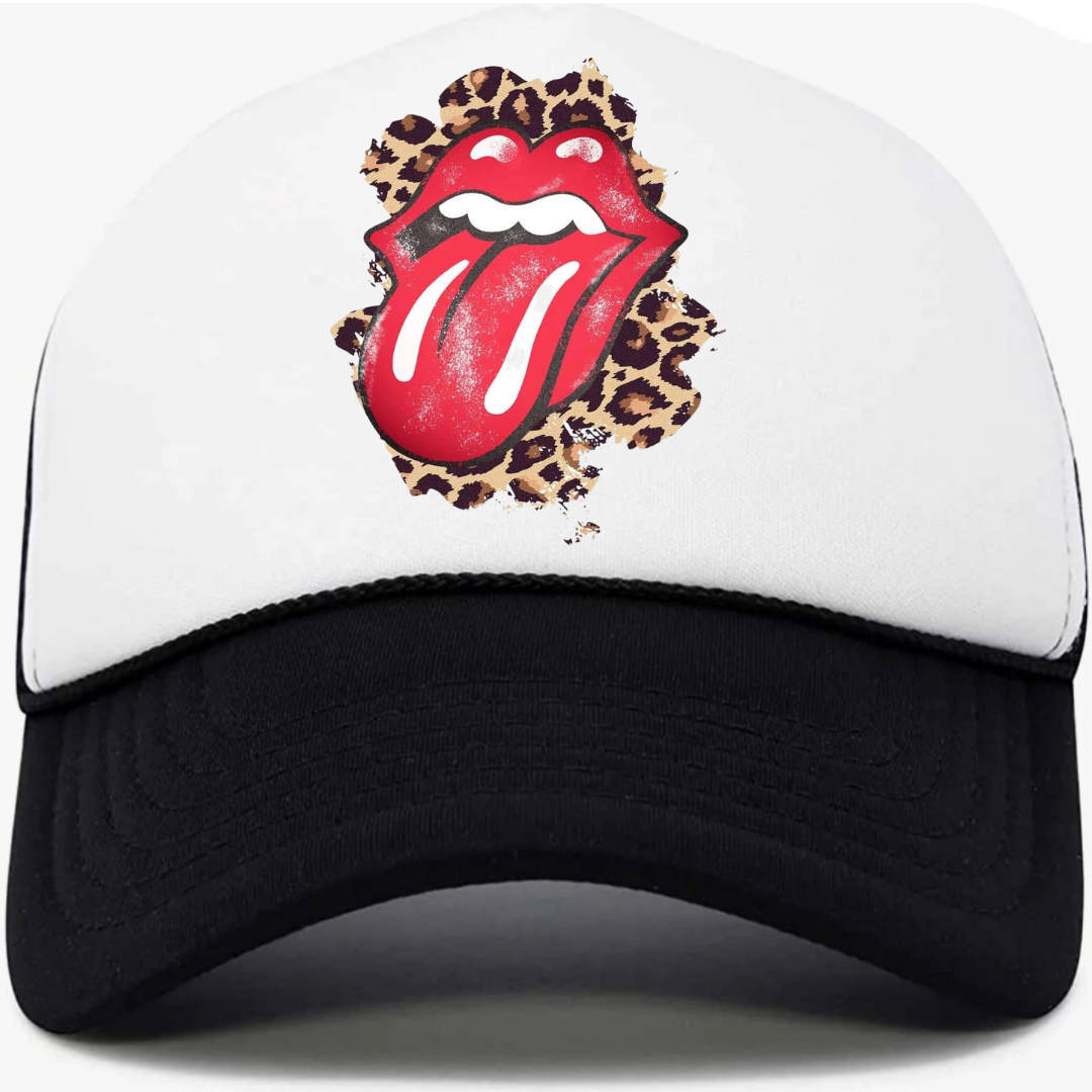 Red lips Leopard print rock women's  Mesh cap