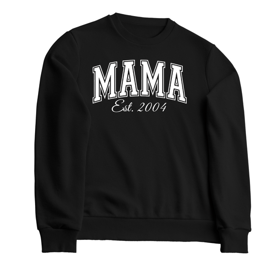 Mama established with a date sweatshirt