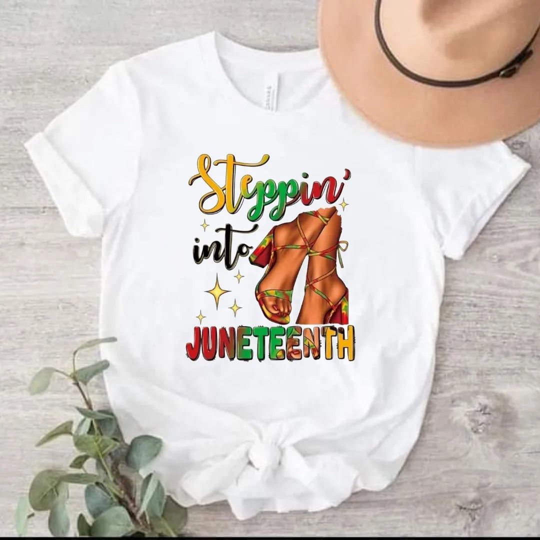 Steppin into Juneteenth women's Tshirt