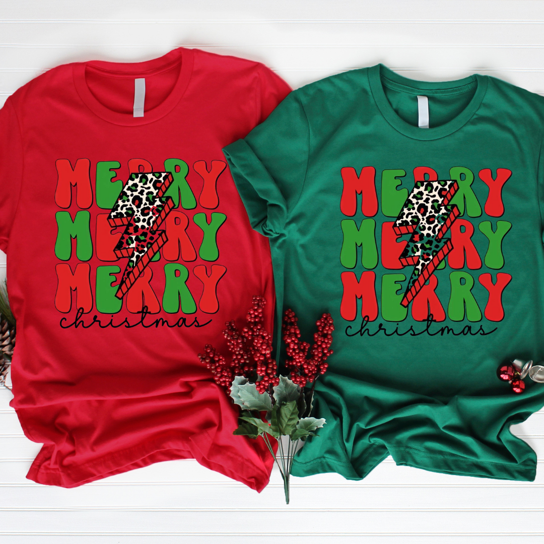 Merry Merry Merry Christmas women's Christmas Tshirt