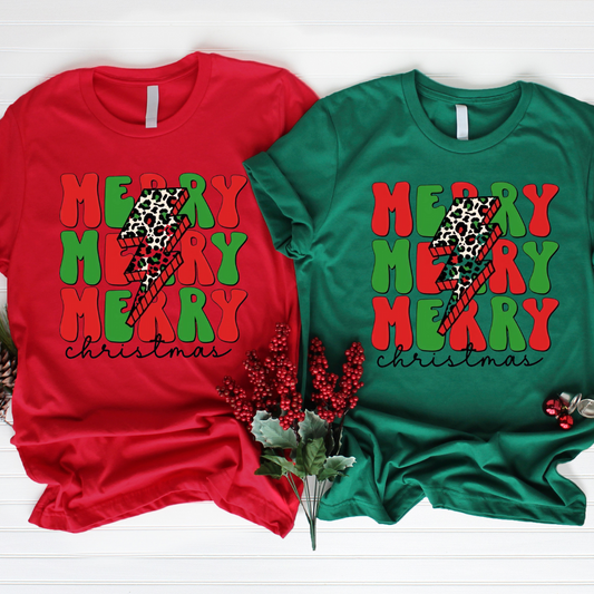 Merry Merry Merry Christmas women's Christmas Tshirt