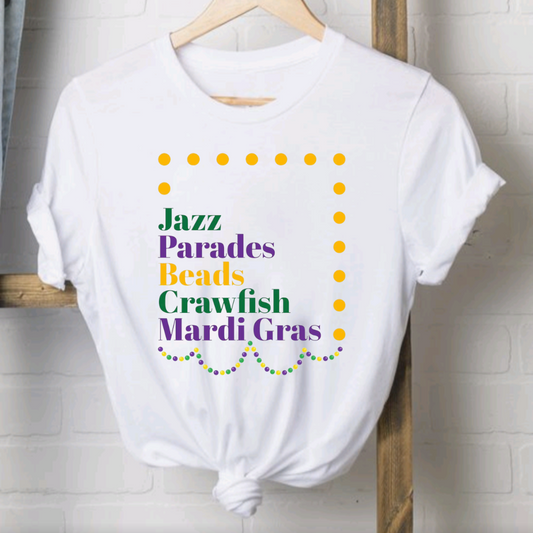 Jazz Parades Beads Crawfish Mardi Gras women's T-shirt