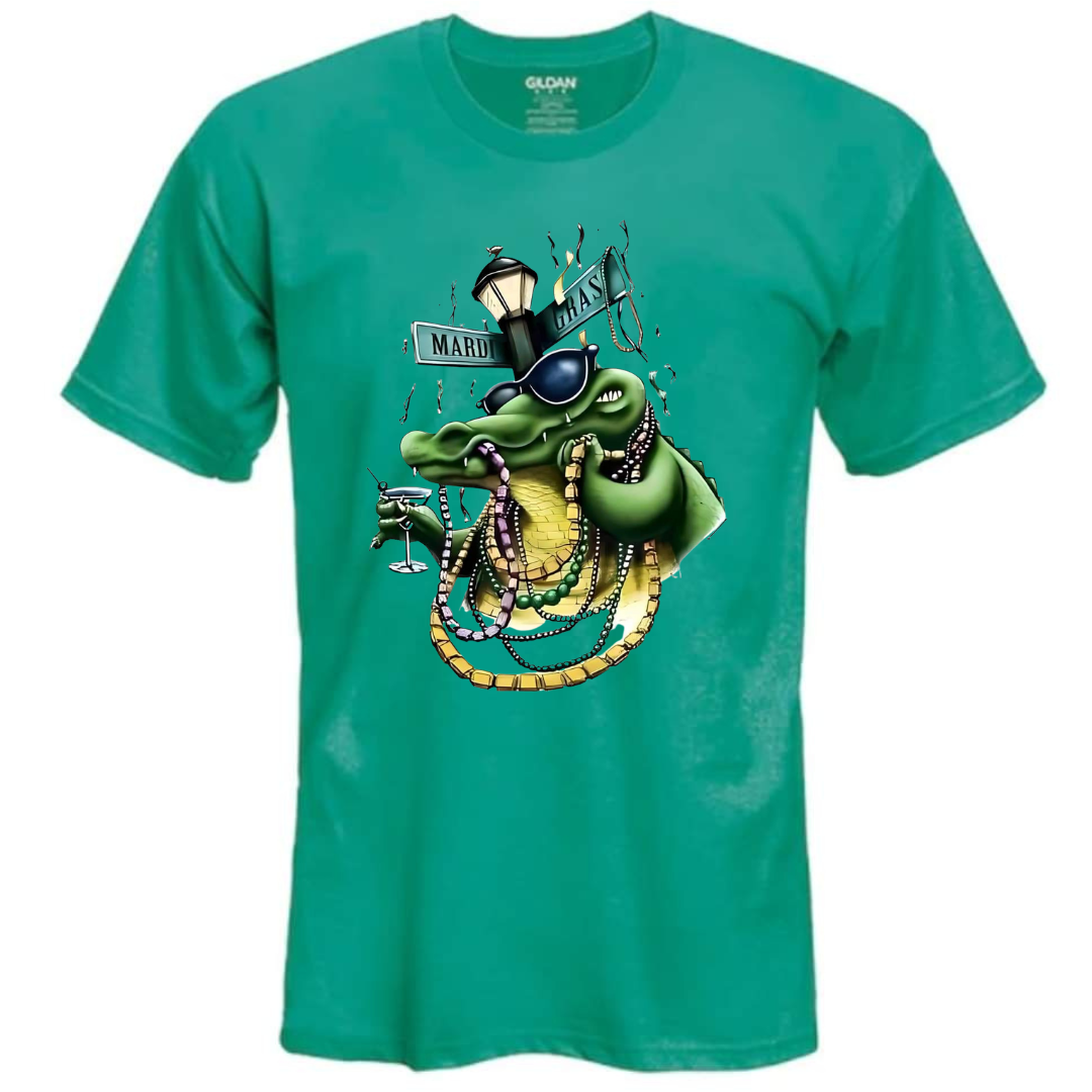 Mardi Gras Gator Mens Tshirt