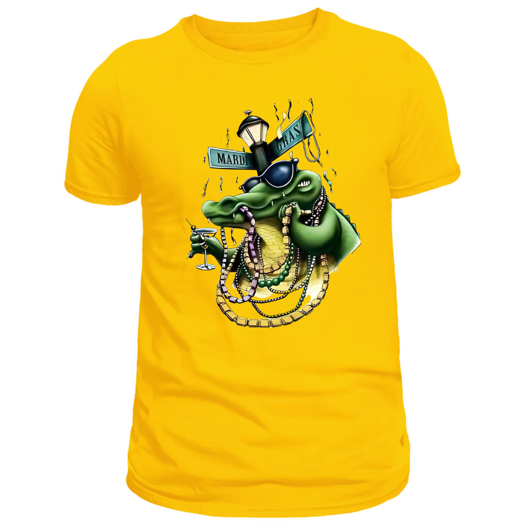 Mardi Gras Gator Mens Tshirt