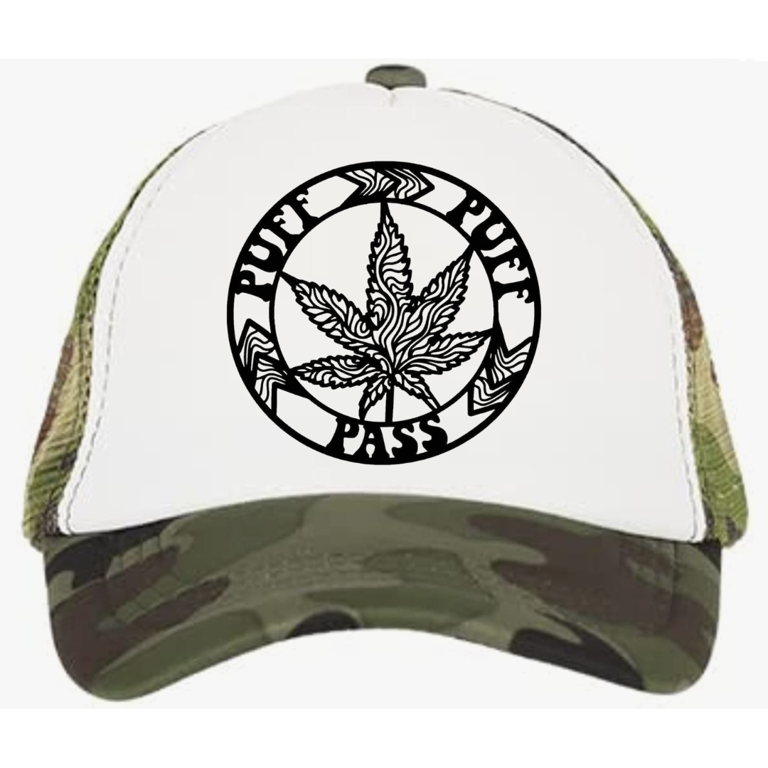 Puff Puff Pass army fatigue Trucker Cap