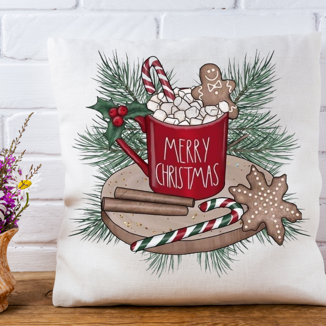 Merry Christmas Hot CoCo Throw Pillow