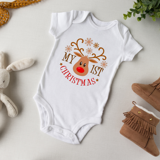 My First Christmas Reindeer baby onesie