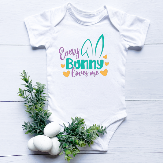 Easter Bunny Loves Me Girl Onesie