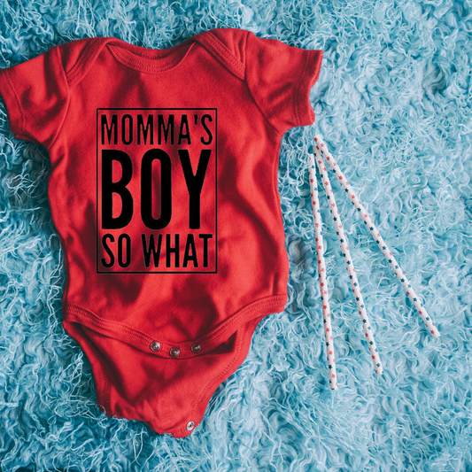 ﻿Momma's Boy So What Baby Onesie