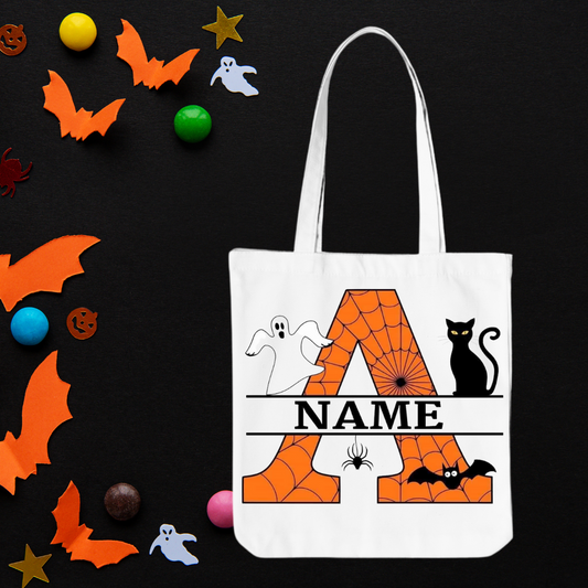 Spiderweb Monogram Initial Trick or Trick Bag