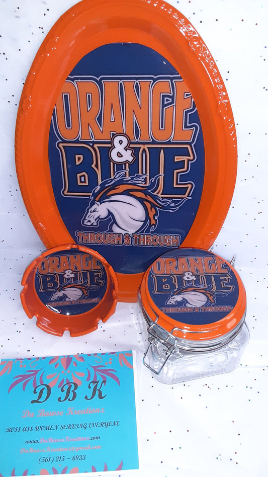 Broncos Orsnge & Blue Through and Through Tray Det