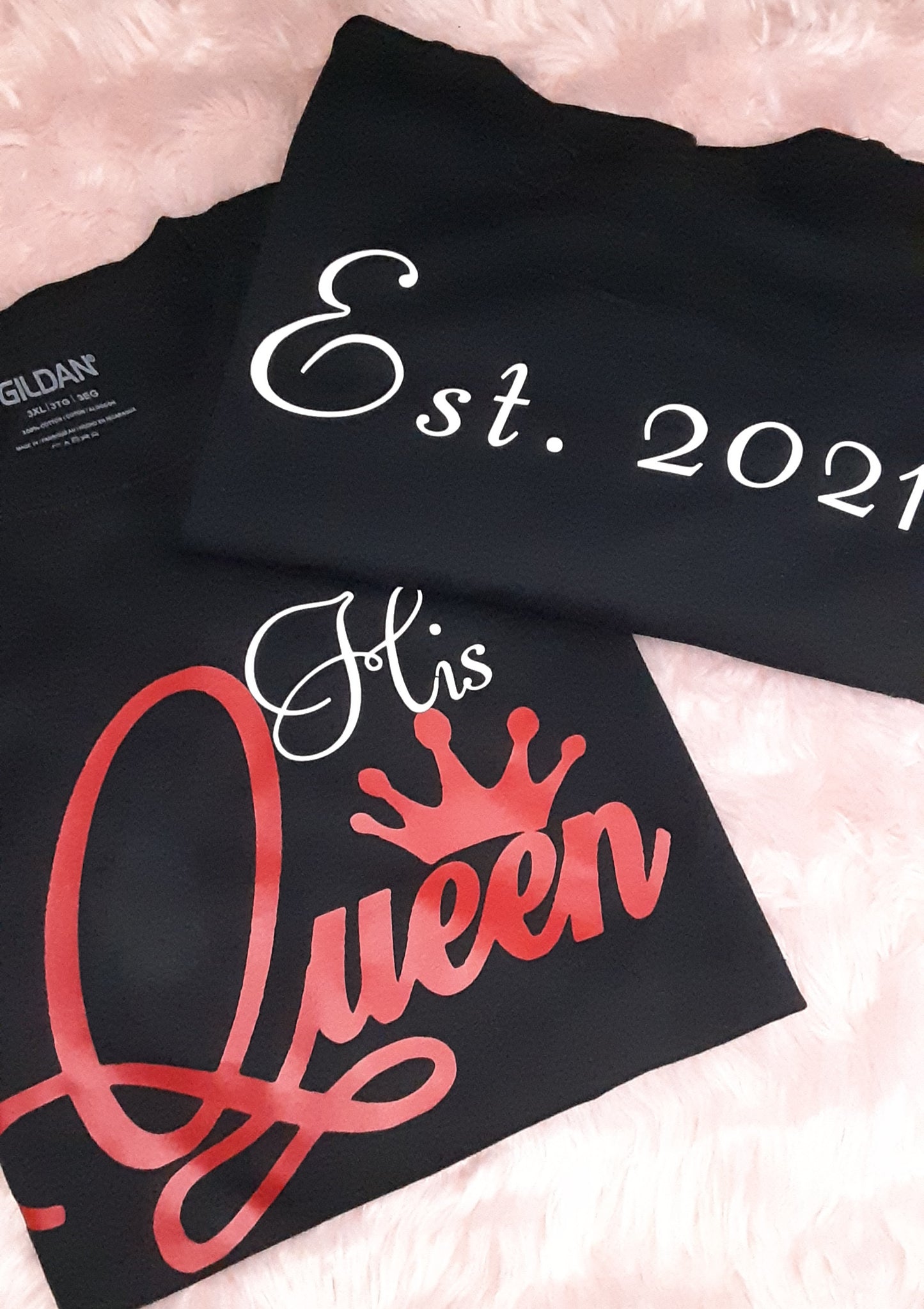 Couples shirt set  " His Queen♡ Her King"👑