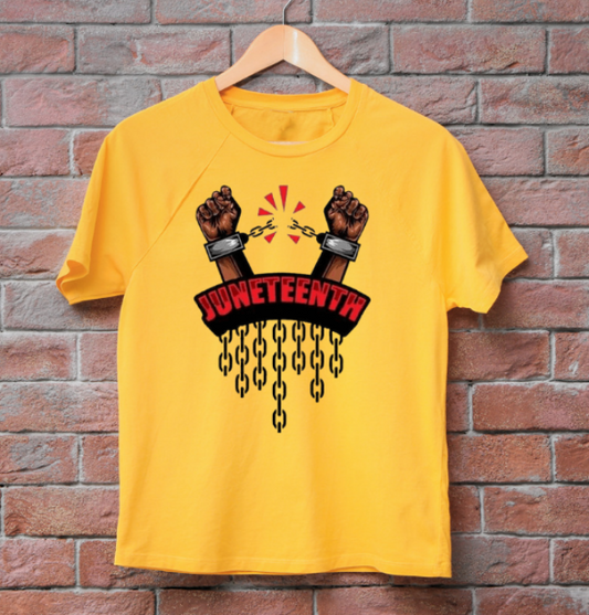 Juneteenth breaking chains kids shirt