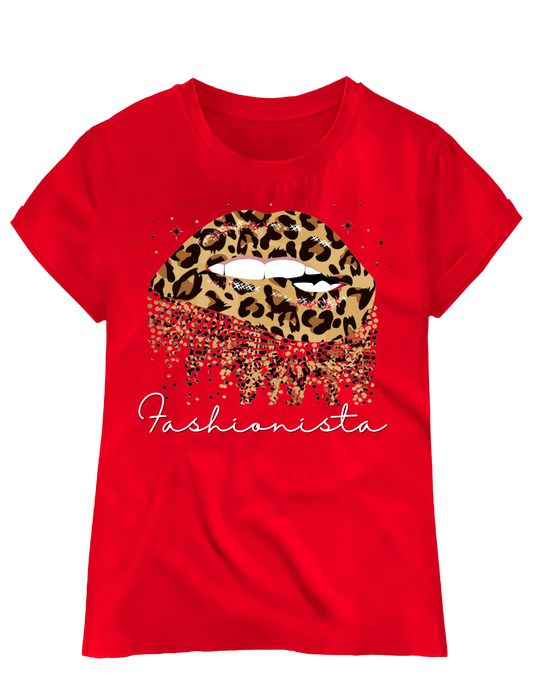 Fashionista Leopard print lips tee