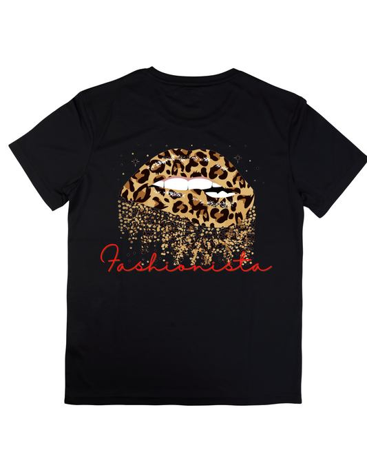 Fashionista Leopard print lips tee