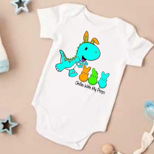 Chillin with my Peeps Dinosaur Baby Boy Easter Onesie