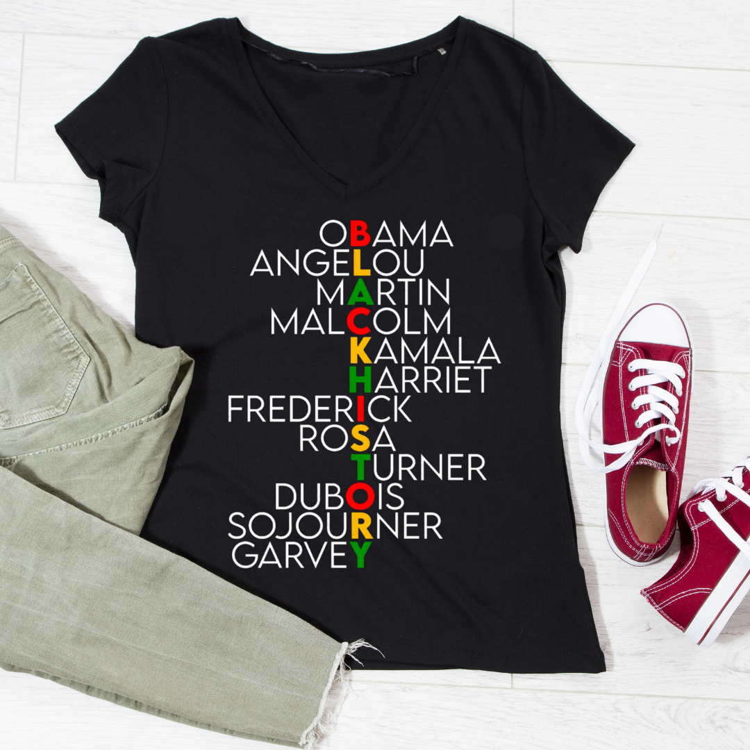 OBAMA ANGELOU MARTIN MALCOLM KAMALA HARRIET ... BLACK HISTORY TSHIRT