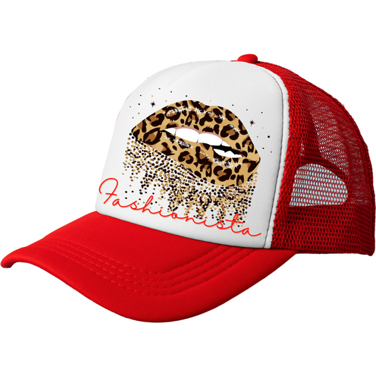 Fashionista leopard lips mesh cap