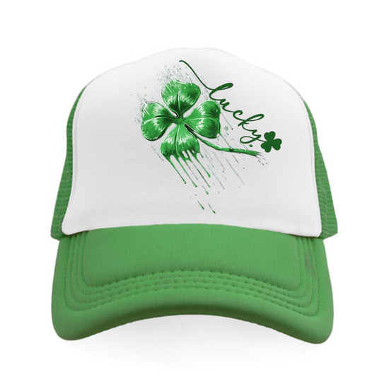 Lucky Dripping Shamrock Truckers Cap