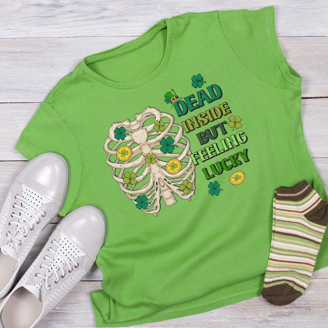 Dead Inside But Feeling Lucky women's St Patrick's Day tshirt