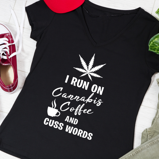 I Run on Canna Coffee and Cuss Words Women's  Tshirt