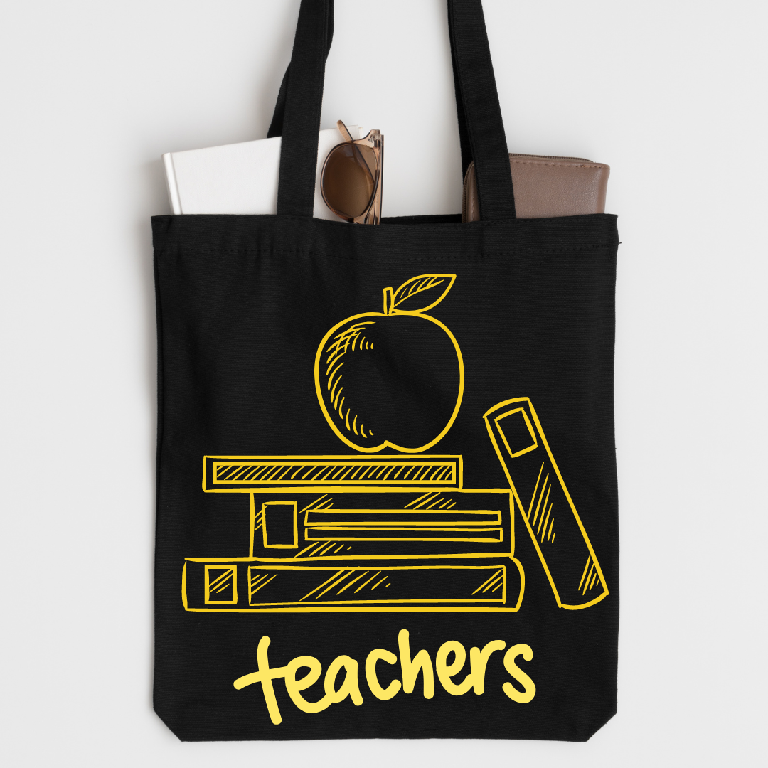 Teachers Black Canvas Tote Bag