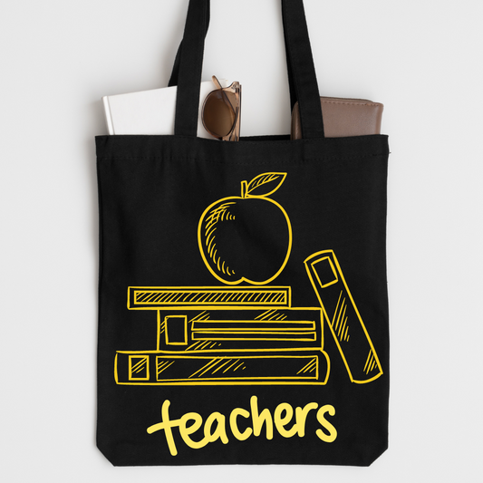 Teachers Black Canvas Tote Bag