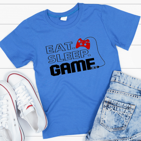 Eat Sleep Game Kids Tshirt