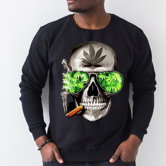 Smoking Skull  unisex Long sleeve Tshirt