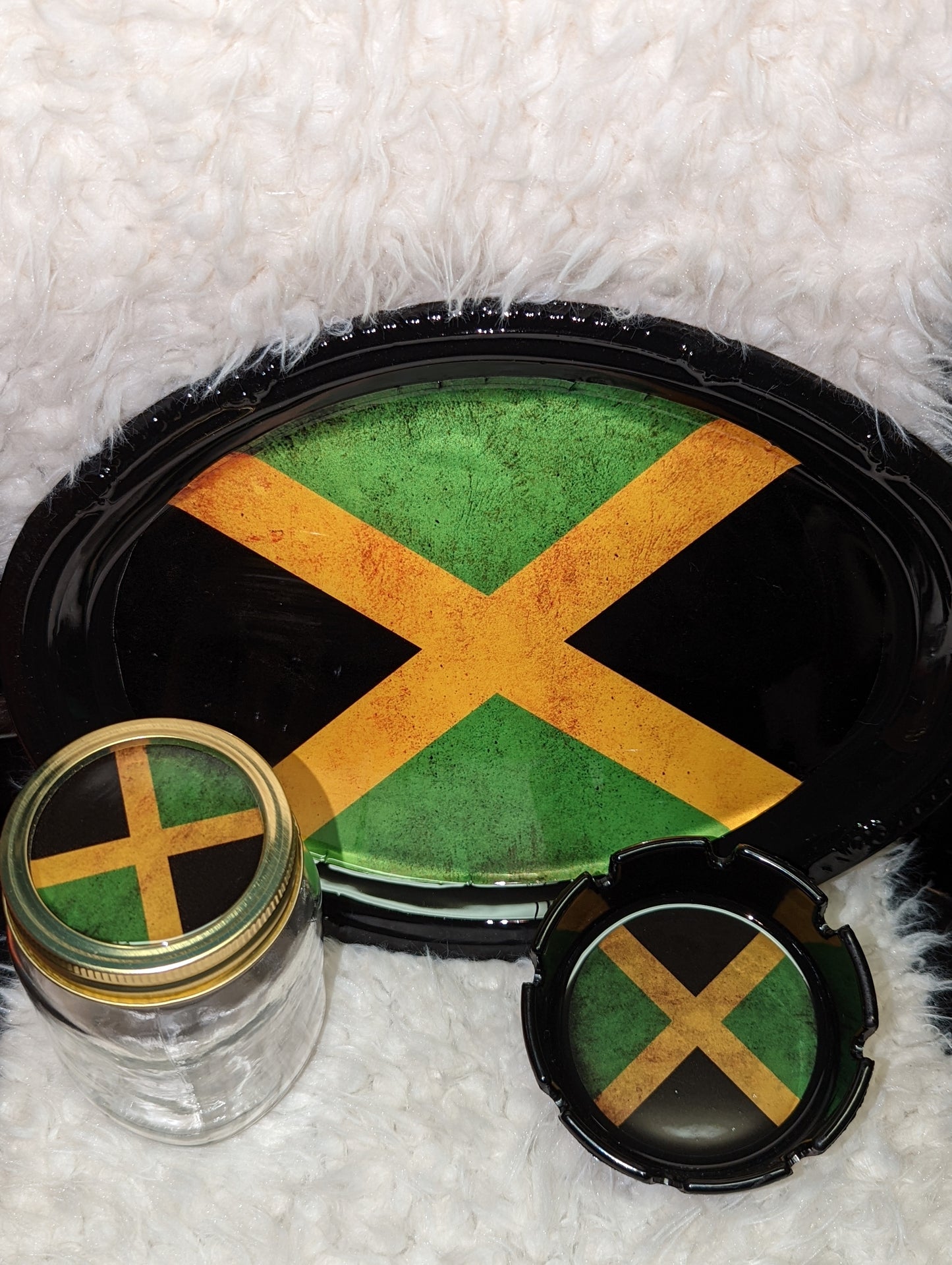 3pc Jamaican flag Tray set